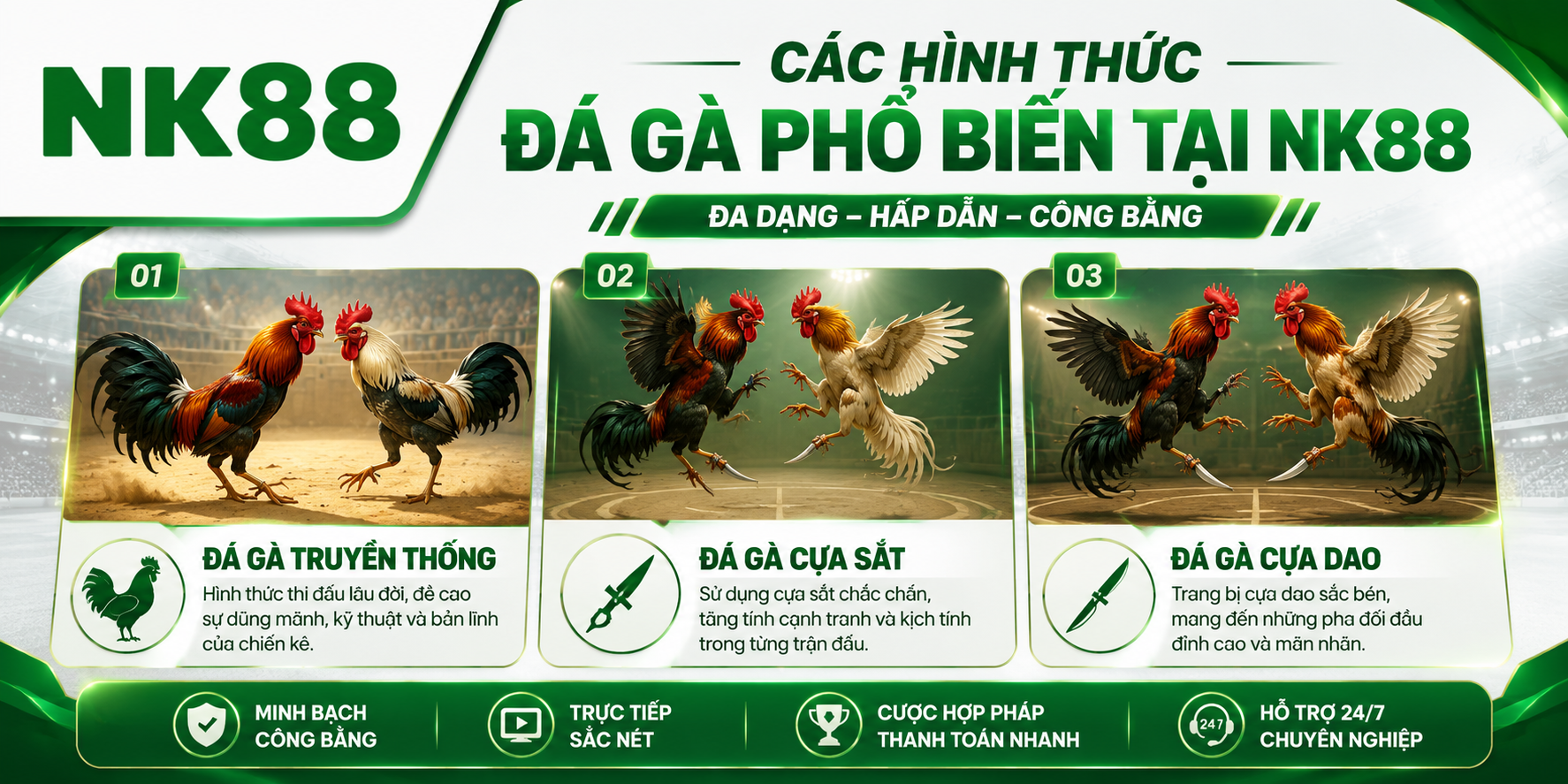 Các hình thức đá gà phổ biến tại NK88