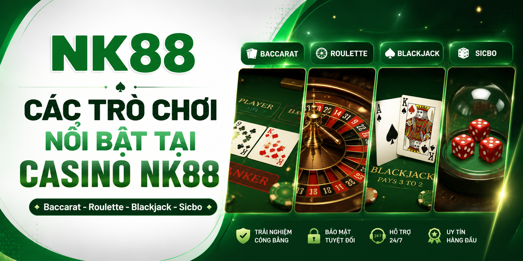 Các trò chơi casino nổi bật tại NK88