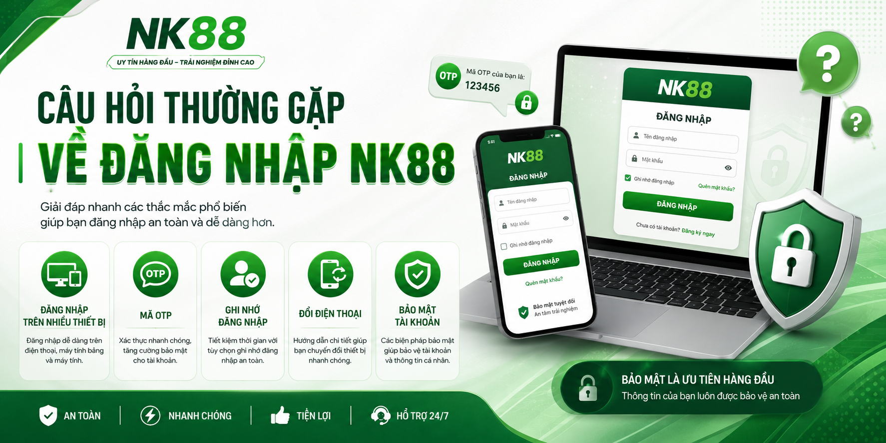 Những câu hỏi thường gặp về đăng nhập NK88