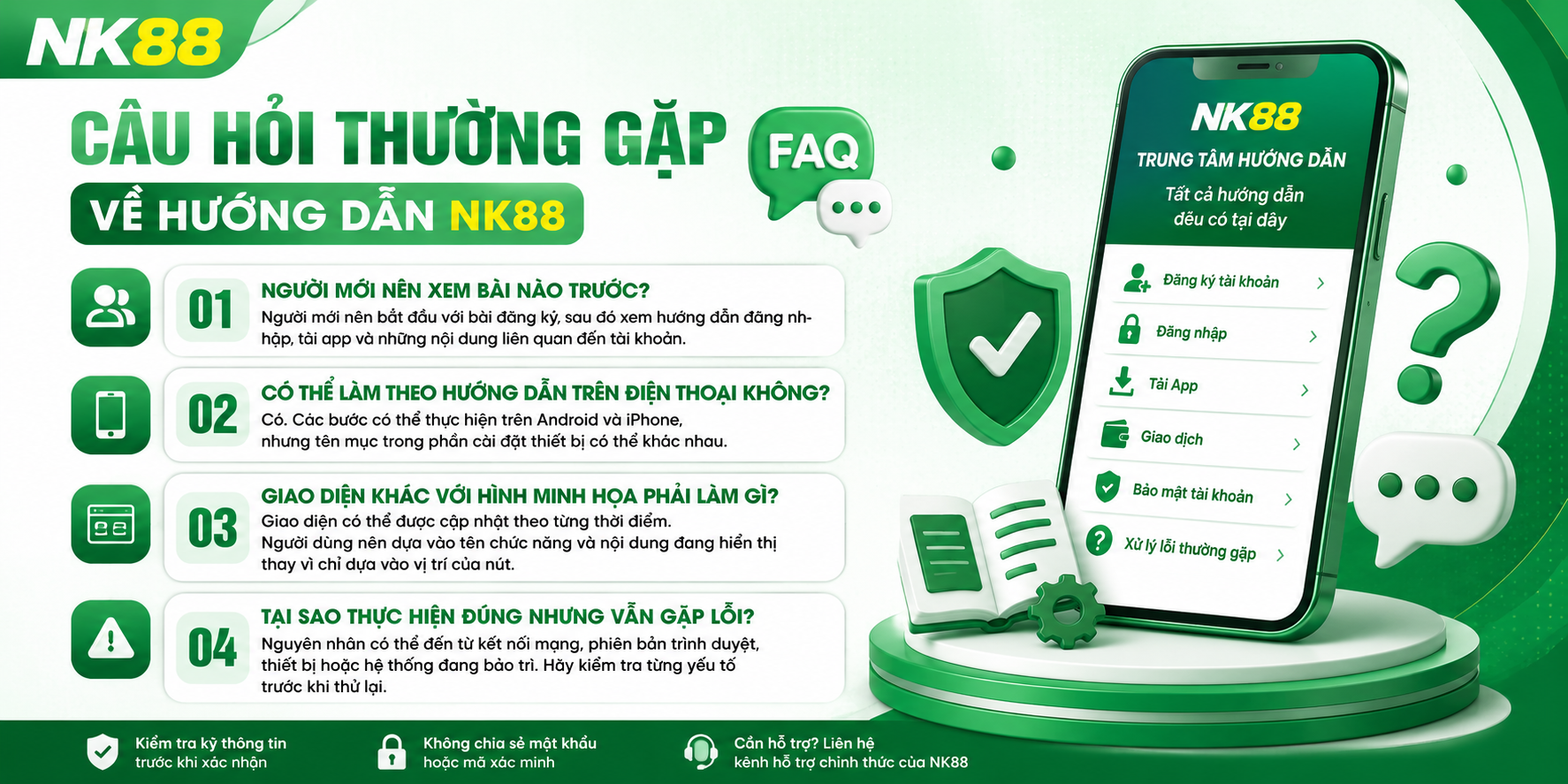 Câu hỏi thường gặp về hướng dẫn NK88